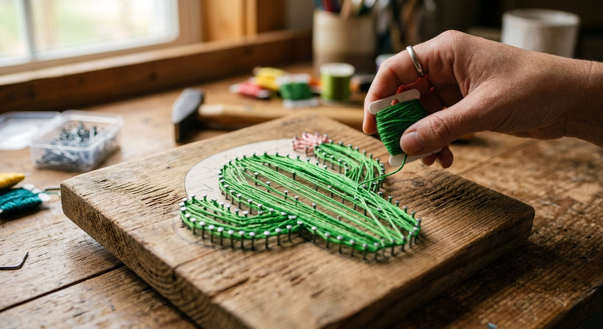 Návod na výrobu drevenej dekorácie technikou string art