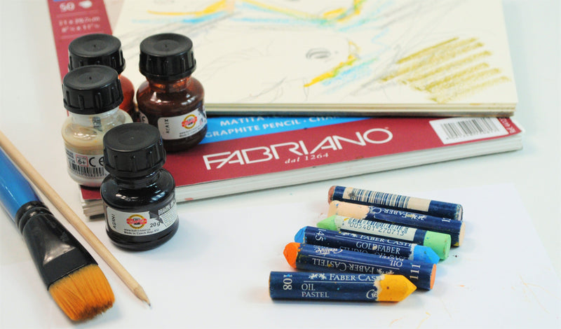 A Creative and Unusual Combination: Ink and Oil Pastels!