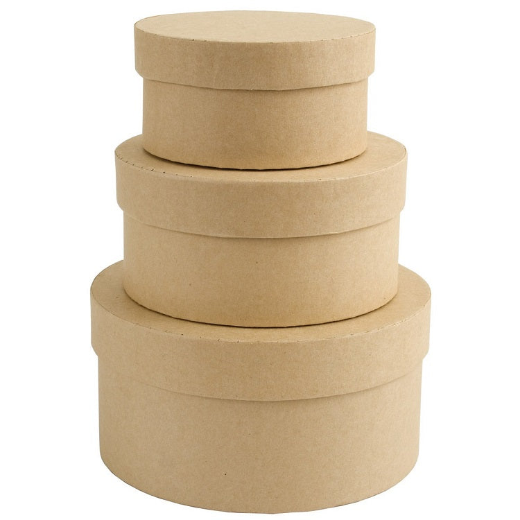3-Piece Set of Round Cardboard Boxes