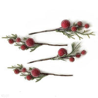 3D Decorative Red Berry Branches, Set of 4