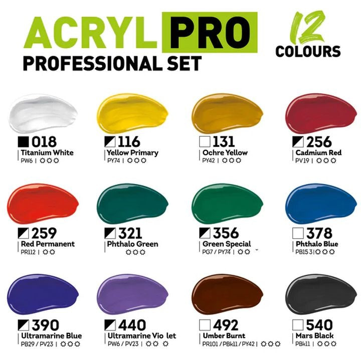 ACRYL PRO PROFESSIONAL Acrylic Paint Set 12x75 ml — image 2