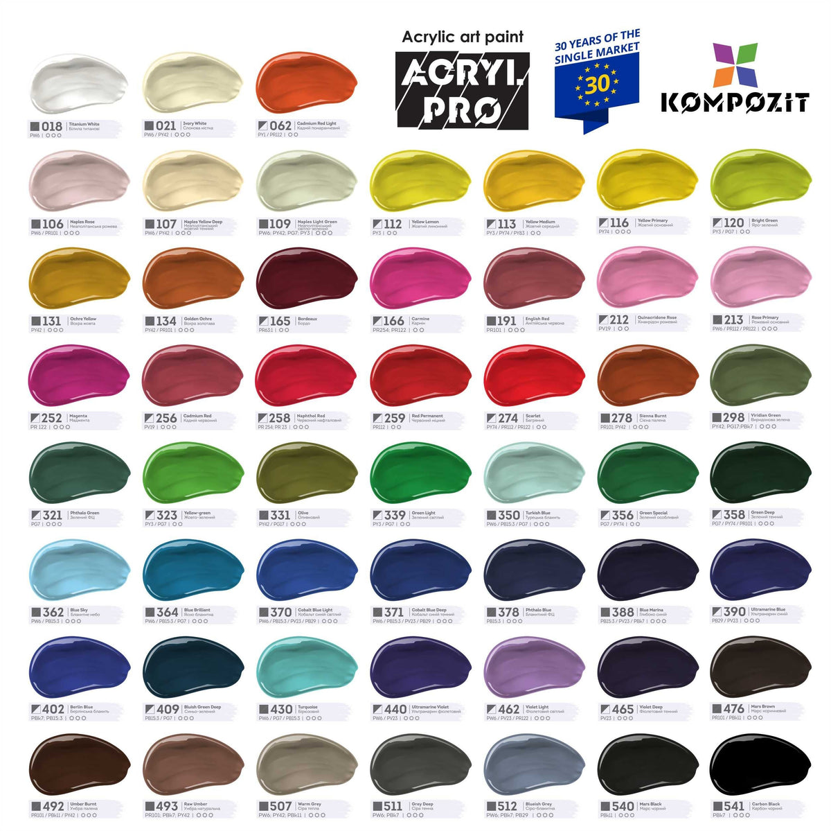 Acrylic Paint Set Kompozit ACRYL PRO BOX 73 x 75 ml