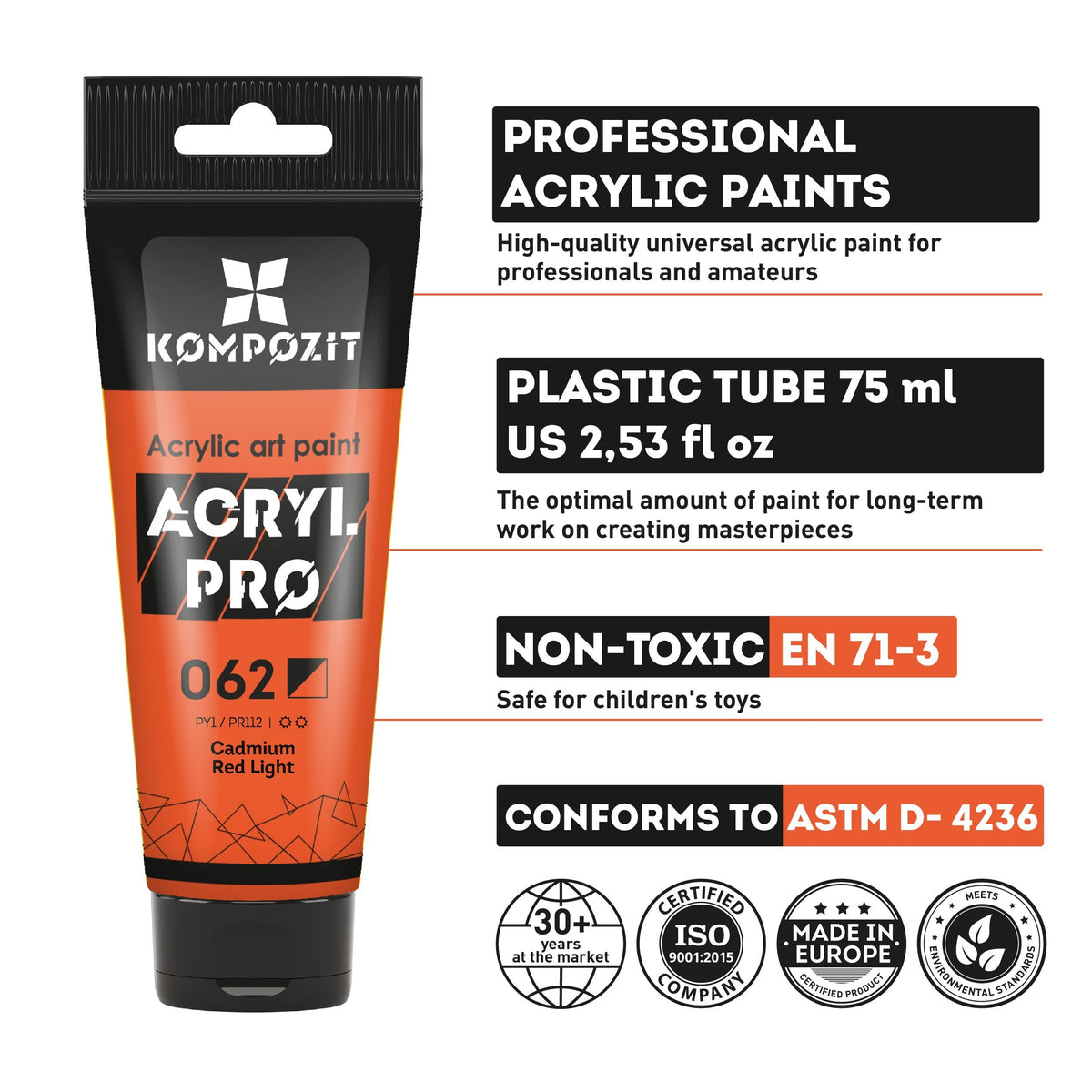 Acrylic Paint Set Kompozit ACRYL PRO BOX 73 x 75 ml