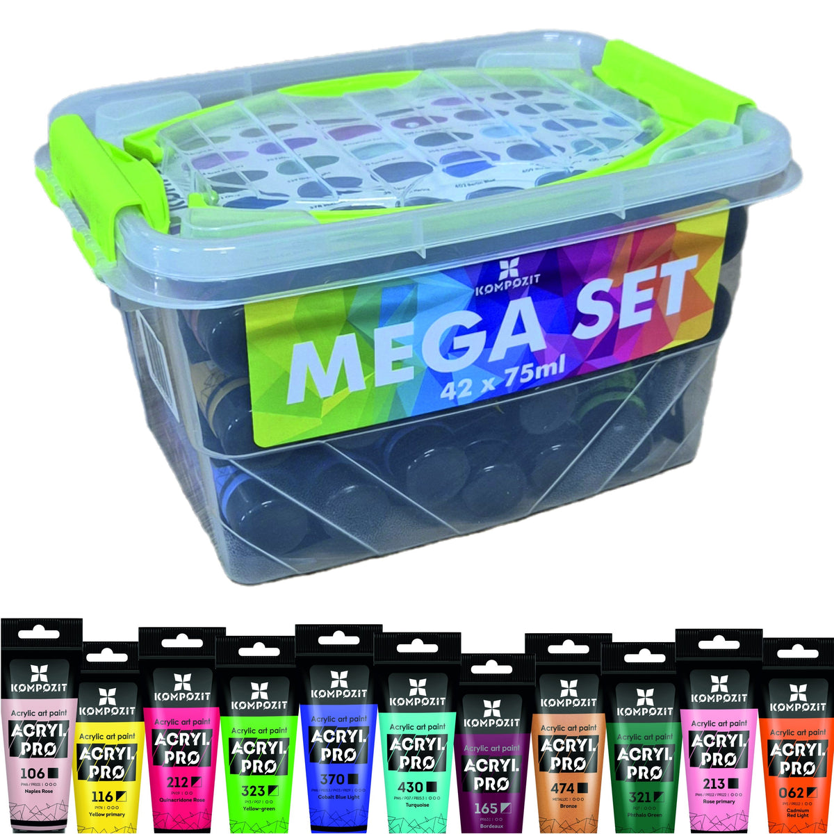 Acrylic Paint Set Kompozit ACRYL PRO in Box – 42 x 75 ml