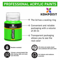 Acrylic Paint Set Kompozit STANDART Fluorescent 6 x 20 ml