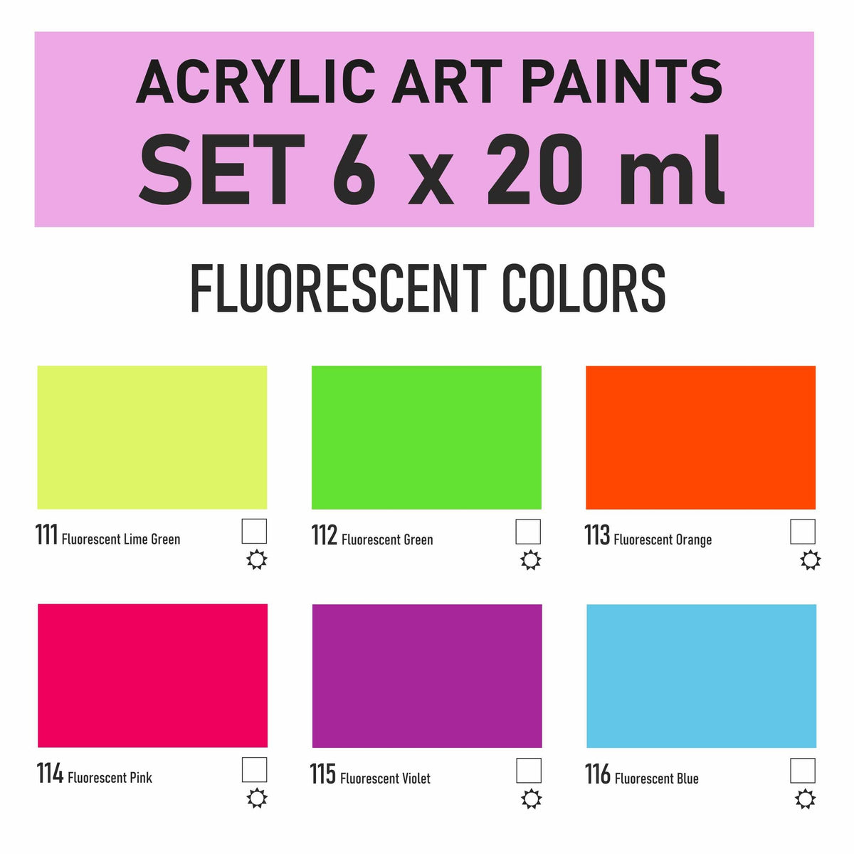 Acrylic Paint Set Kompozit STANDART Fluorescent 6 x 20 ml