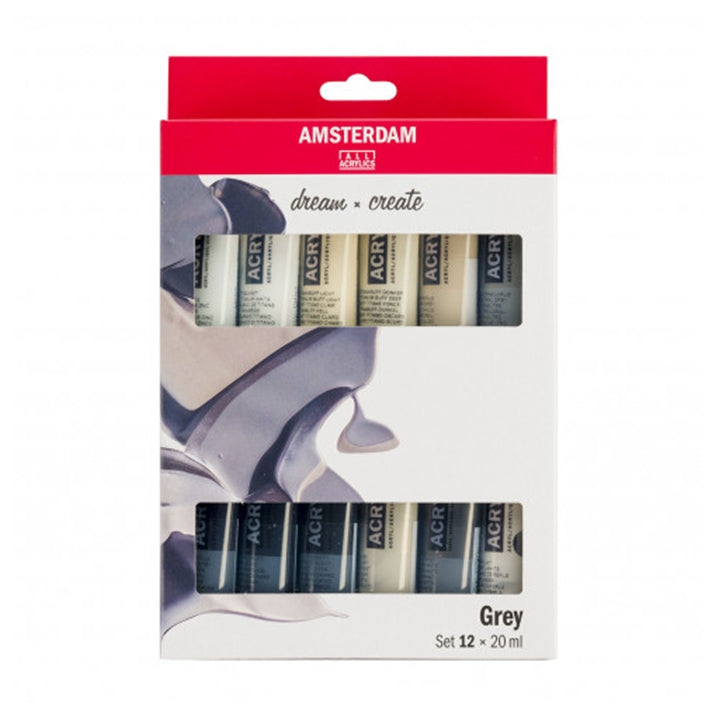 AMSTERDAM Dream and Create Gray Acrylic Paint Set, 12 x 20 ml