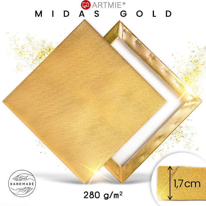 MIDAS Gold Stretched Canvas — 280 g/m² cotton with metallic gold pigment