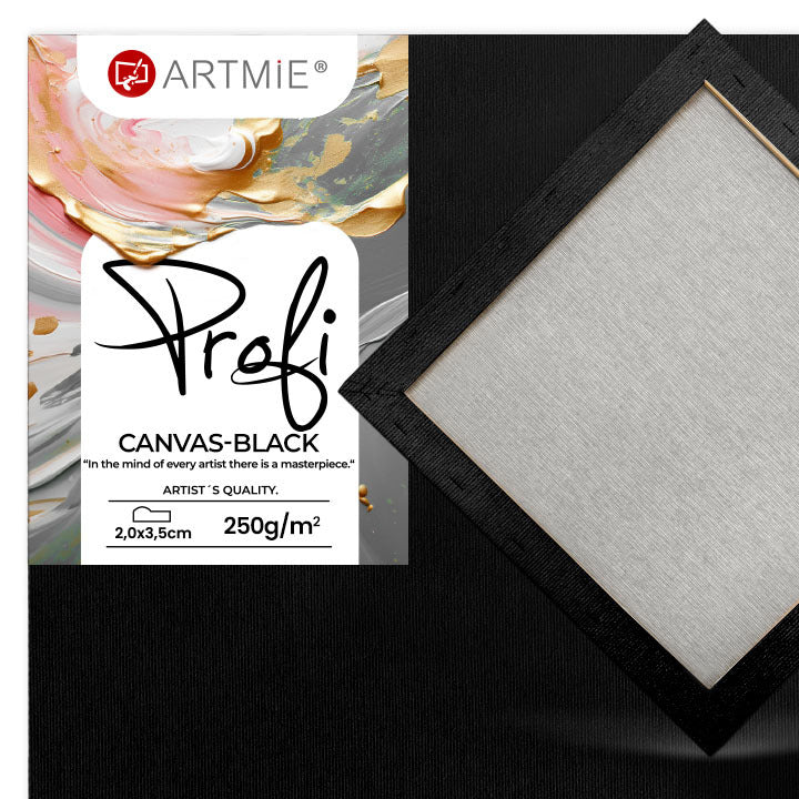 ARTMiE PROFI black canvas, 100% cotton with black gesso on a spruce frame