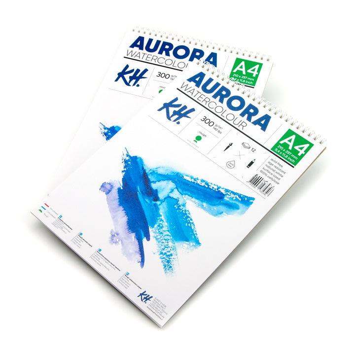 AURORA Rough Watercolor Pad with Spiral Binding, 12 Sheets | various formats — image 1