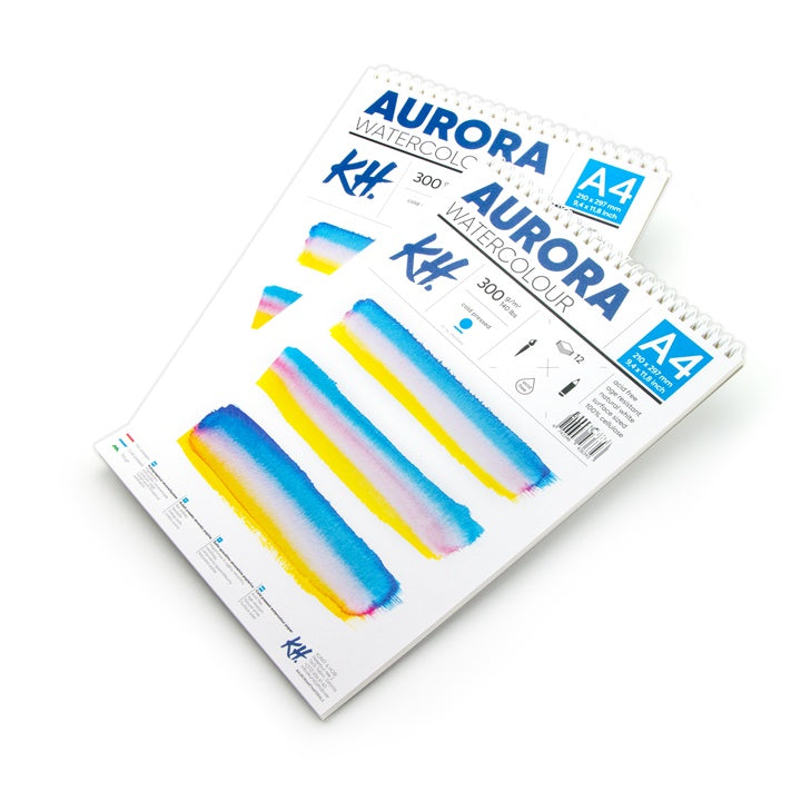 AURORA Cold Press Spiral-Bound Watercolor Pad, 12 Sheets | Various Formats — Image 3