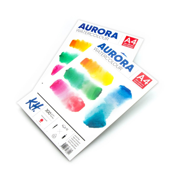 AURORA Watercolor Pad, Hot Press, 12 Sheets | various formats — image 2