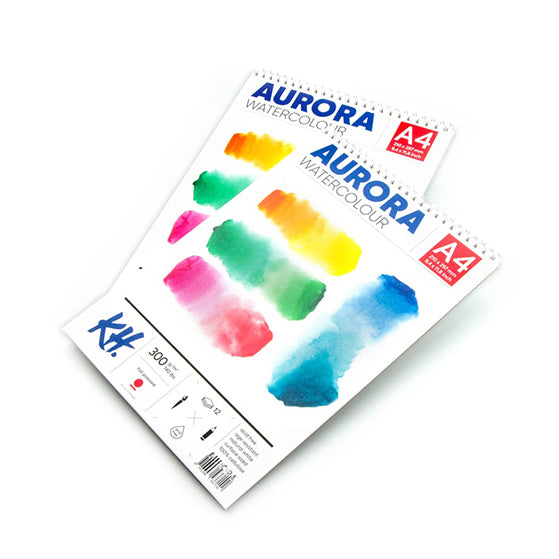 AURORA Hot Press Spiral-Bound Watercolor Pad, 12 Sheets | various formats — image 1