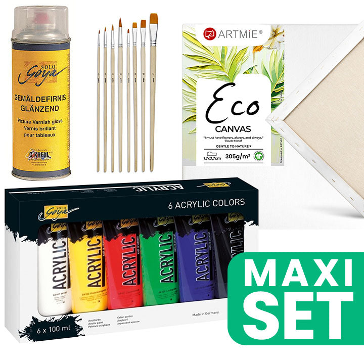 Basic Painting Set with Brushes and Gloss Varnish