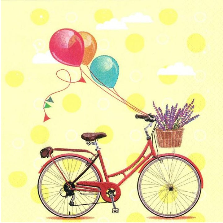 Bicycle with Balloons Decoupage Napkins - 1 pc