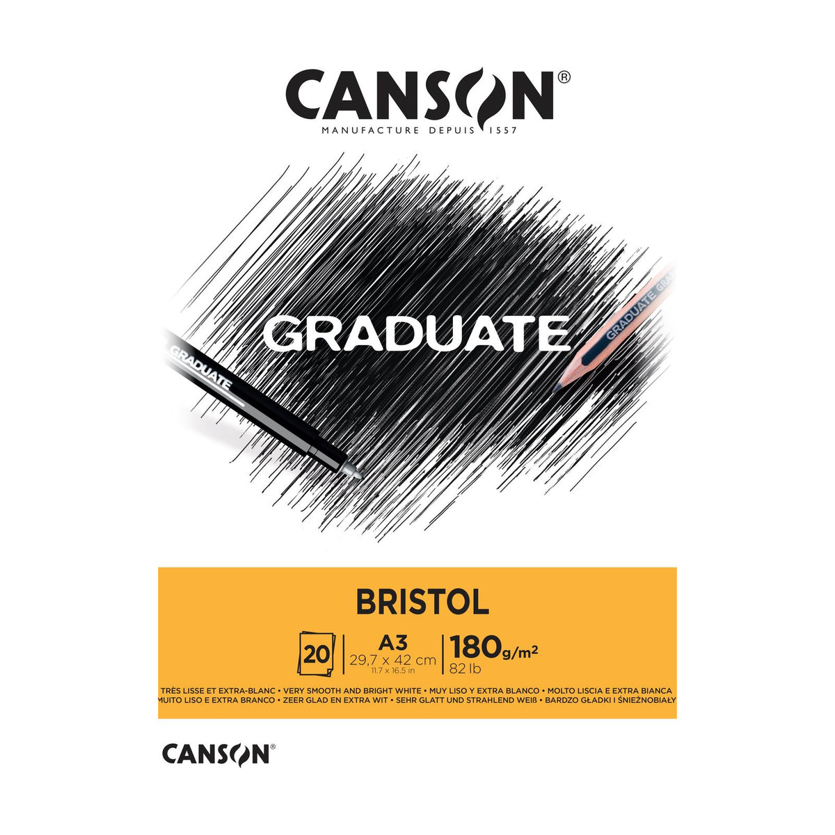 CANSON Graduate Bristol Drawing Pad A3 180 g/m² - 20 Sheets