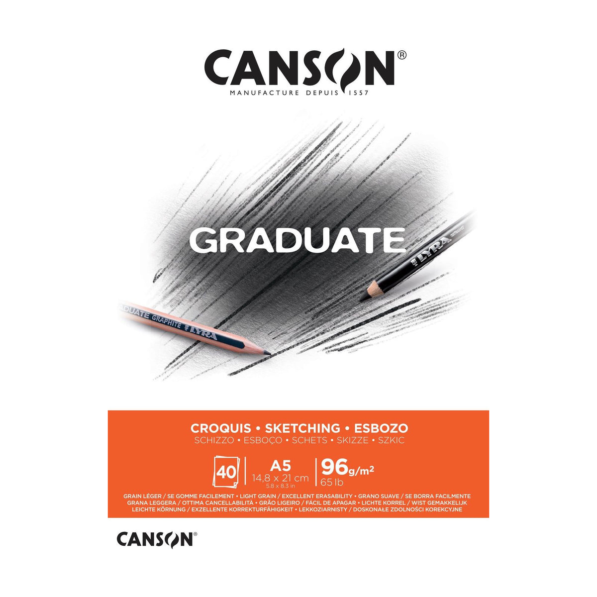 CANSON Graduate Drawing Pad A5, 96 g/m² - 40 Sheets