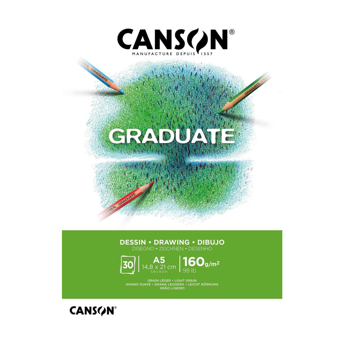 CANSON Graduate Drawing Pad White 160 gsm A5 - 30 sheets