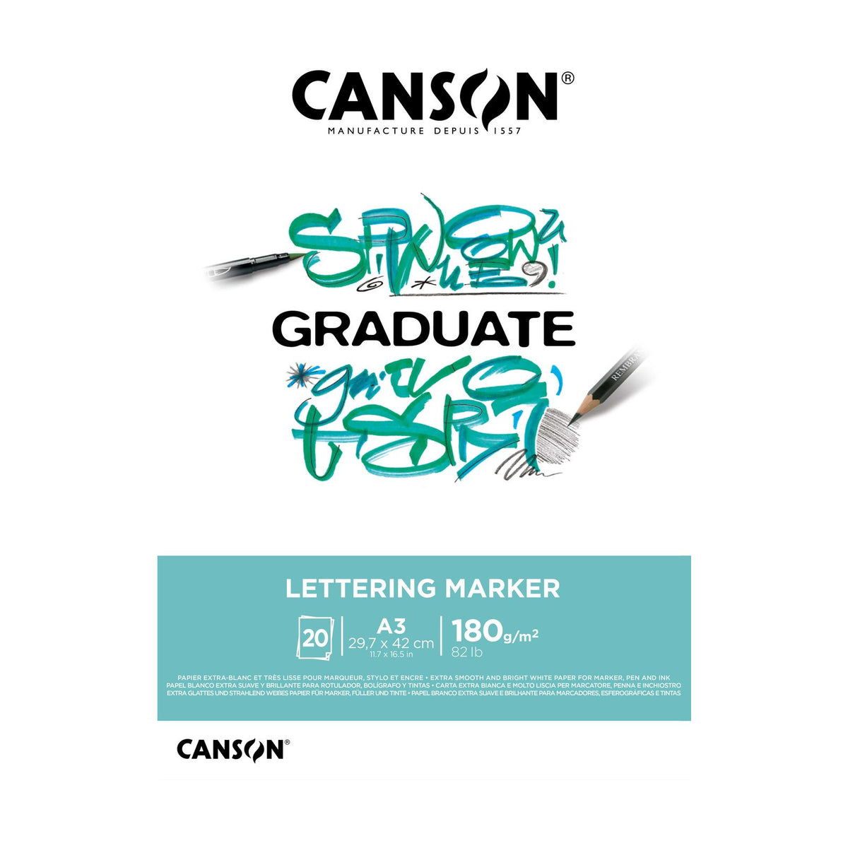 CANSON Graduate Lettering Marker Pad 180 g/m² A3 - 20 Sheets