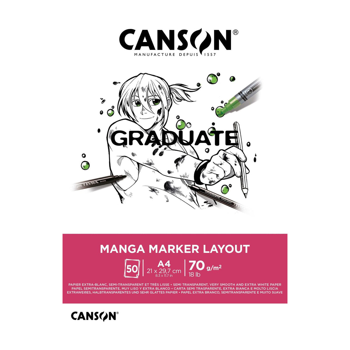 CANSON Graduate Marker Pad A4 70 gsm - 50 Sheets