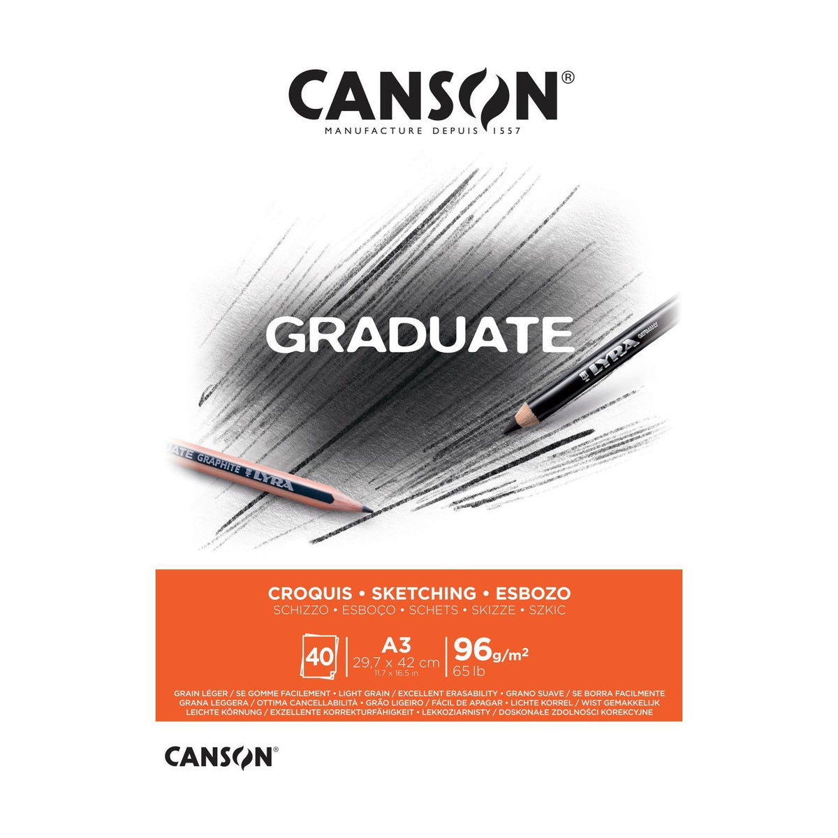 CANSON Graduate Sketching Pad A3 96 g/m² - 40 Sheets