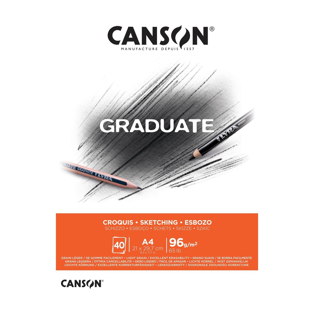 CANSON Graduate Sketching Pad A4 96 gsm - 40 Sheets