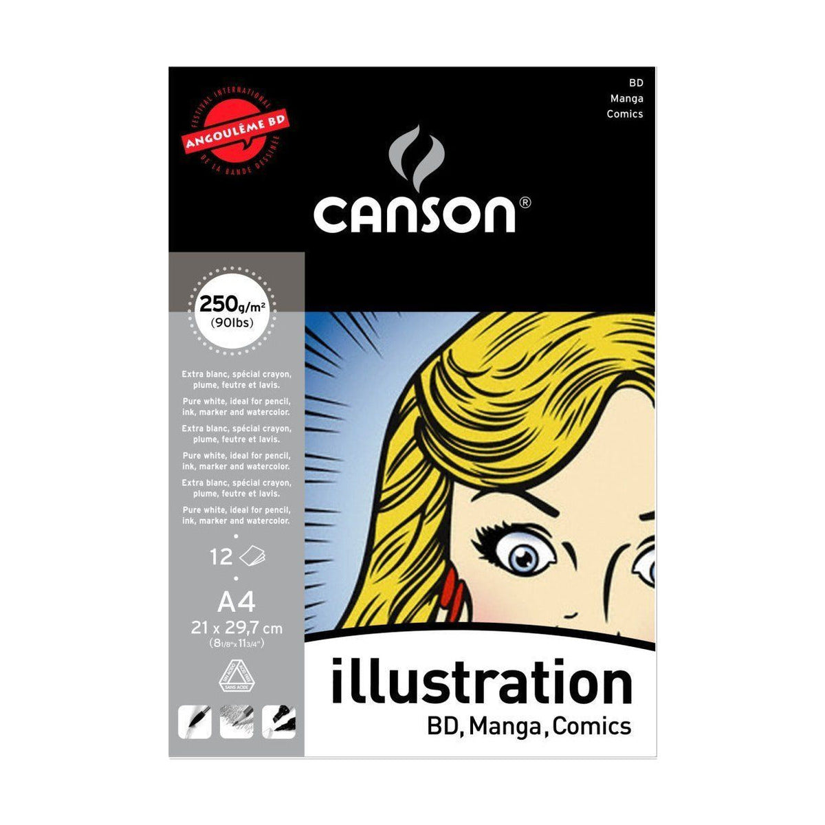CANSON Illustration pad 250 gsm A4 - 12 sheets