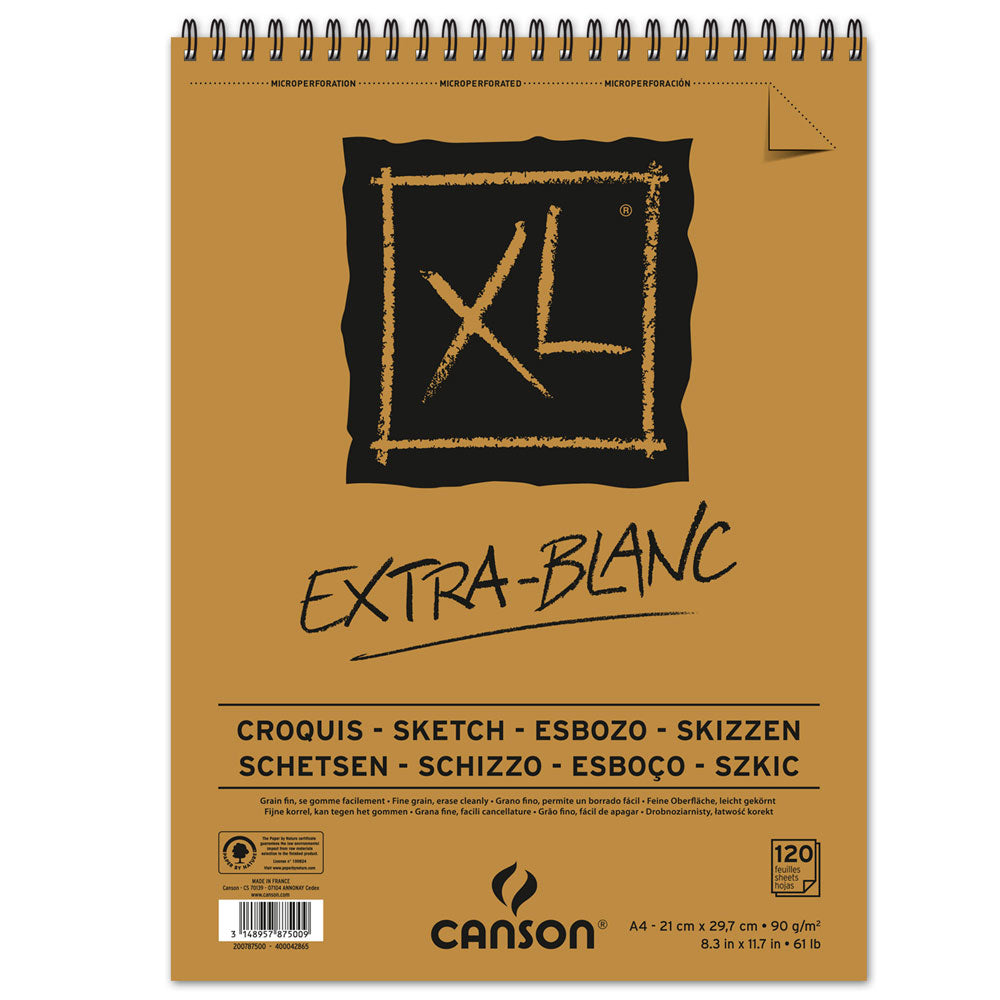 CANSON XL Extra Blanc Sketching Pad A4 90 g/m² - 120 Sheets