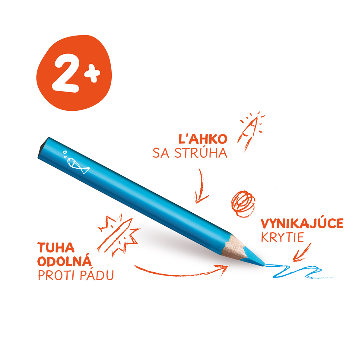 Carioca Baby 2+ Triangular Colored Pencils, 10 pcs