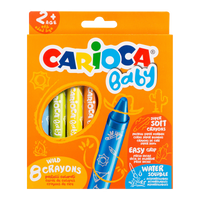 Carioca Baby Wild 2+ Wax Crayons, set 8 pcs
