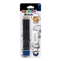 Carioca Black Triangular Graphite Pencil Set 2/HB with Eraser - 4 pcs