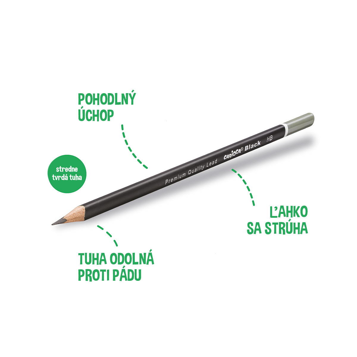 Carioca Black Triangular Graphite Pencil Set 2/HB with Eraser - 4 pcs