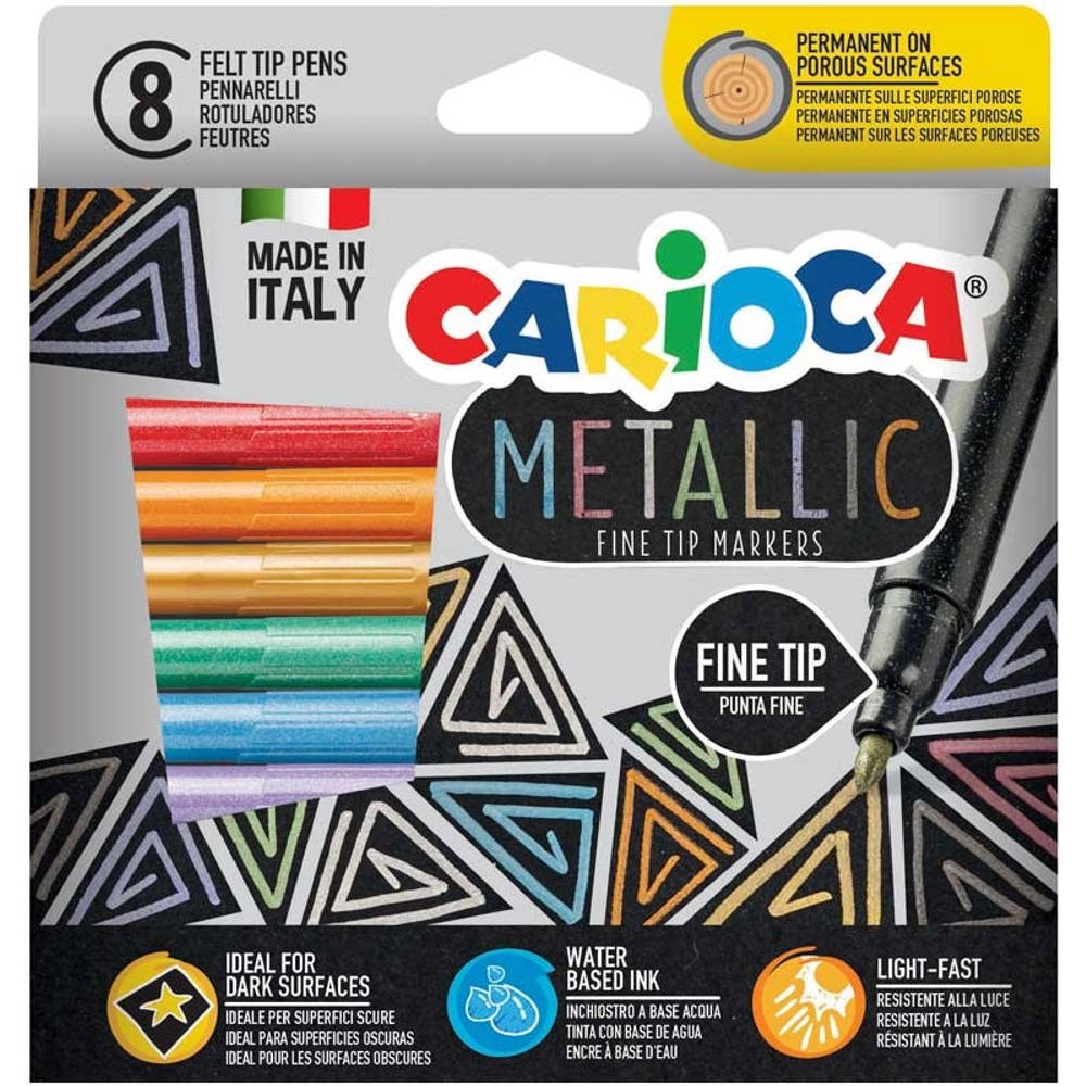 Carioca Metallic Markers, Tip (Nib), Assorted Colors
