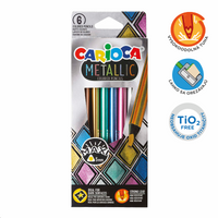Carioca Metallic Triangular Colored Pencils / 6 pcs