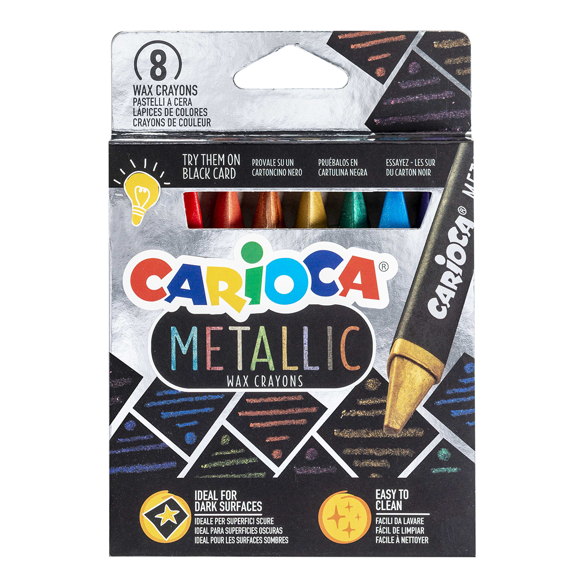 Carioca Metallic Triangular Wax Crayons - Set of 8 pcs