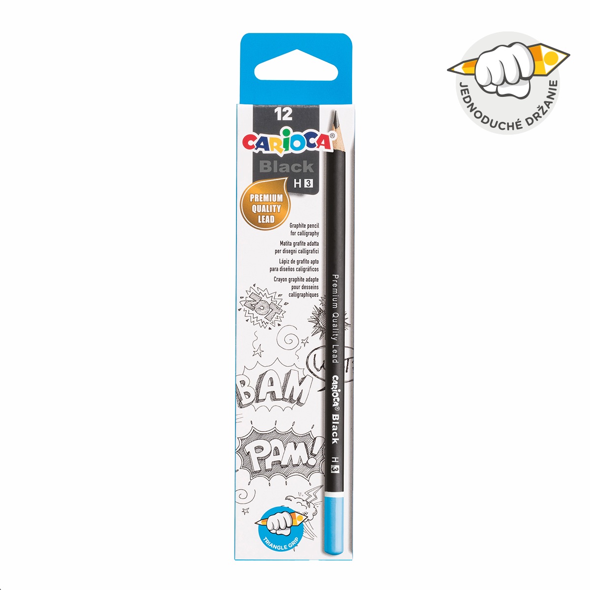 Carioca Triangular Graphite Pencil Set Black 2H, 12 pcs – 3/H