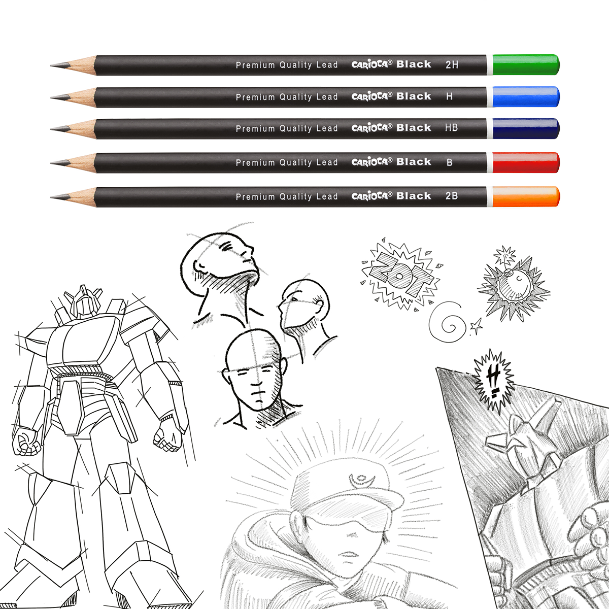 Carioca Triangular Graphite Pencil Set Black 2H, 12 pcs