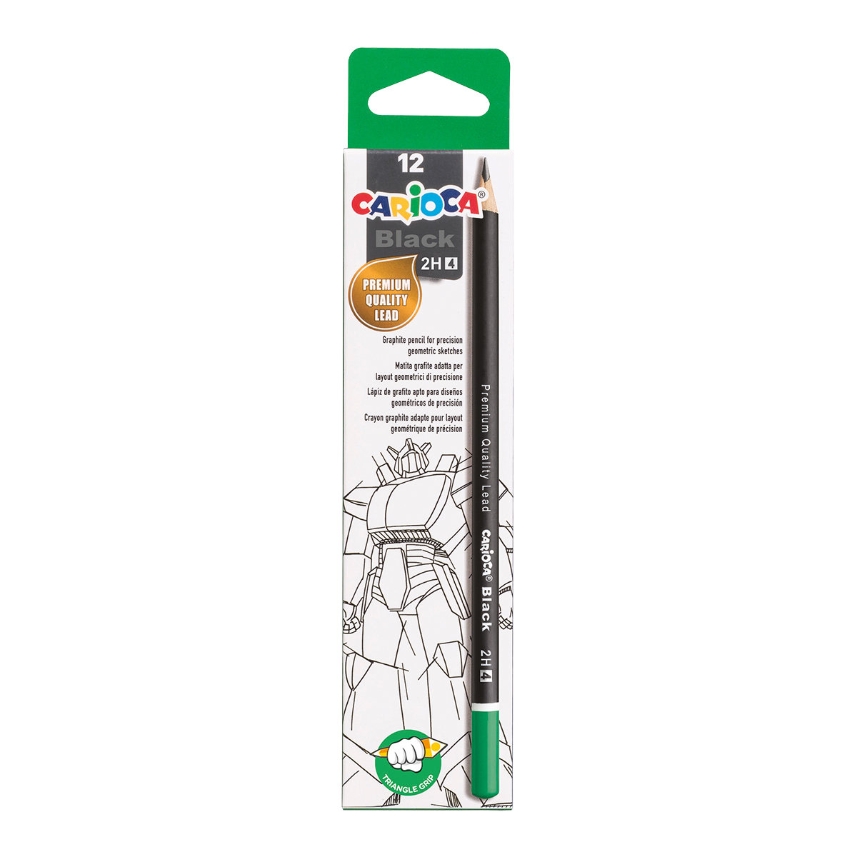 Carioca Triangular Graphite Pencil Set Black 2H, 12 pcs