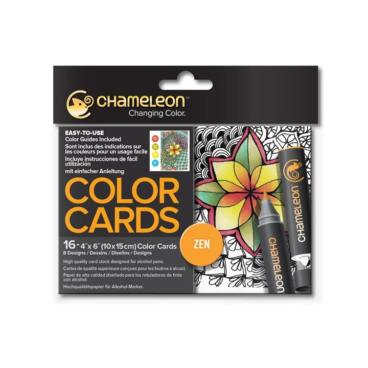 Chameleon Zen Coloring Cards, 16 pcs
