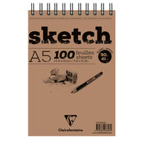 Clairefontaine Spiral Sketch Pad, 100 Sheets, A4/A3, White – A5
