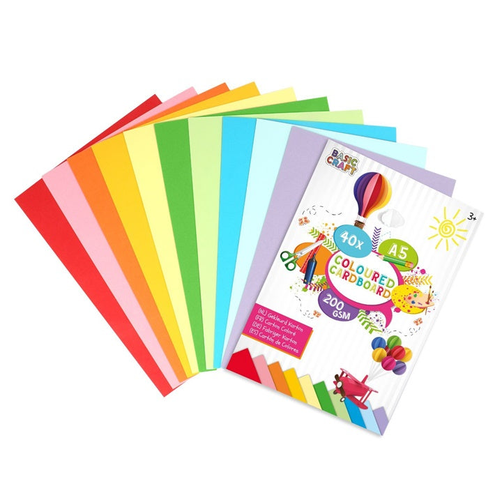 Colored Cardboard Sheets A5 - Set of 40