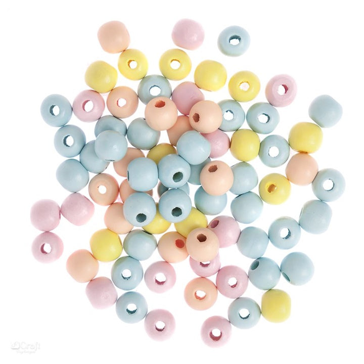 Colored Wooden Beads, 12 mm, 40 g