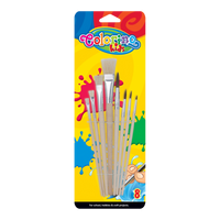 Colorino Paint Brush Set - Flat and Round, 8 pcs
