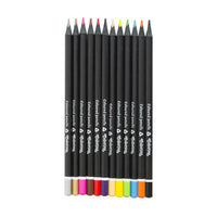 Colorino Triangular Colored Pencils in Black Wood with Sharpener - 12 Colors