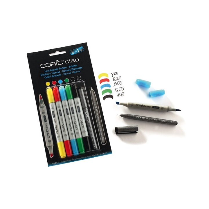 COPIC Ciao Bright Tones Markers, Set of 5+1