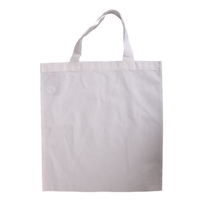 Cotton Bag with Short Handle, White, 38 x 42 cm