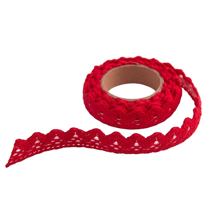 Cotton Self-Adhesive Lace Ribbon 1.8 m / Red
