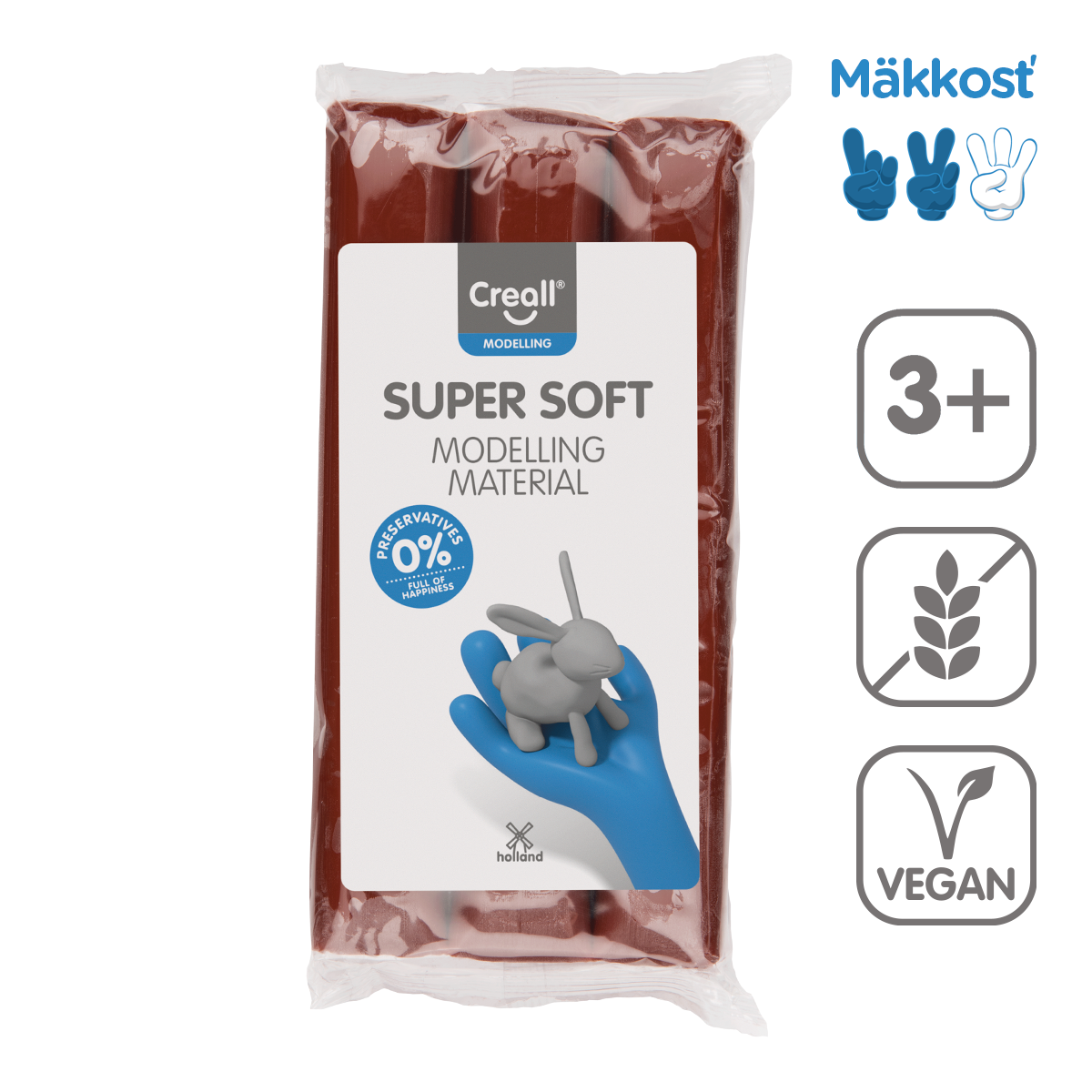 Creall Super Soft Modelling Clay 500 g – brown