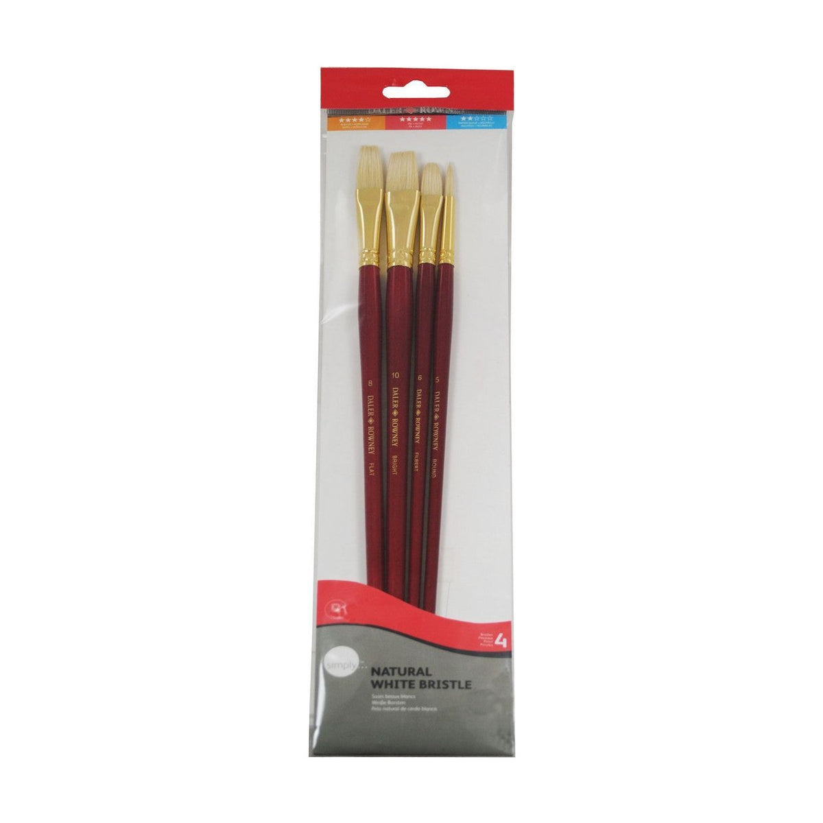 DALER ROWNEY Simply Oil Paint Brush Set Hog Bristle - 4-piece set, Size 2
