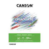 Drawing Pad CANSON Graduate Drawing White 160 g/m² - 30 Sheets, A3, Glued